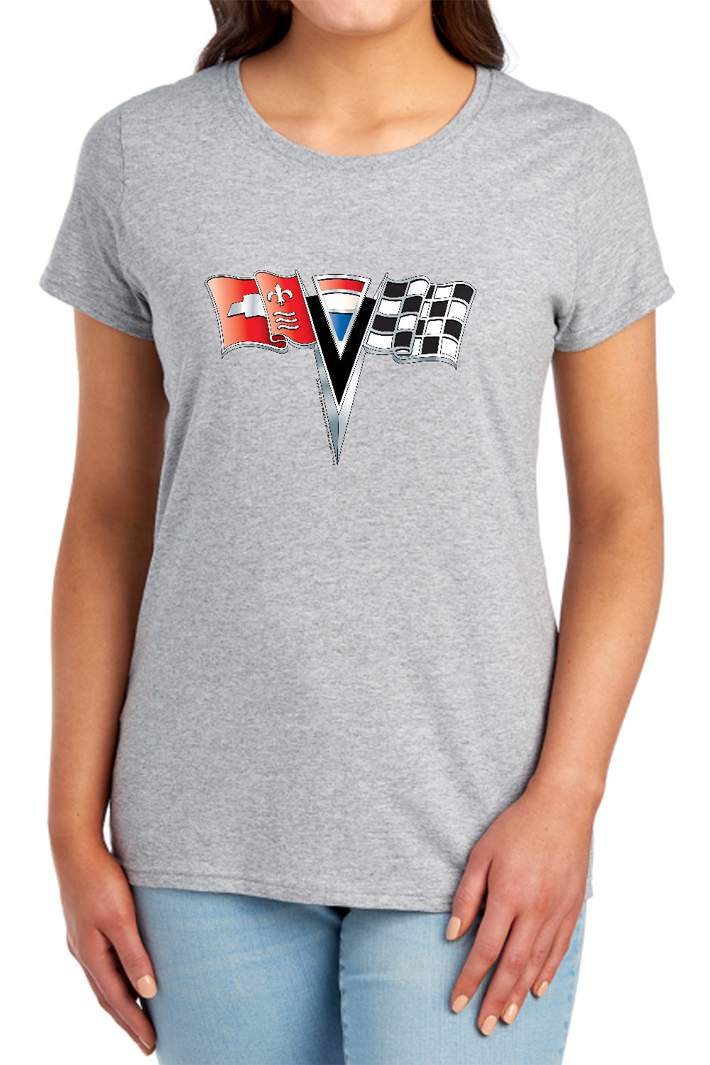 CHEVROLET : 2ND GEN VETTE NOSE EMBLEM WOMENS SHORT SLEEVE Athletic Heather 2X