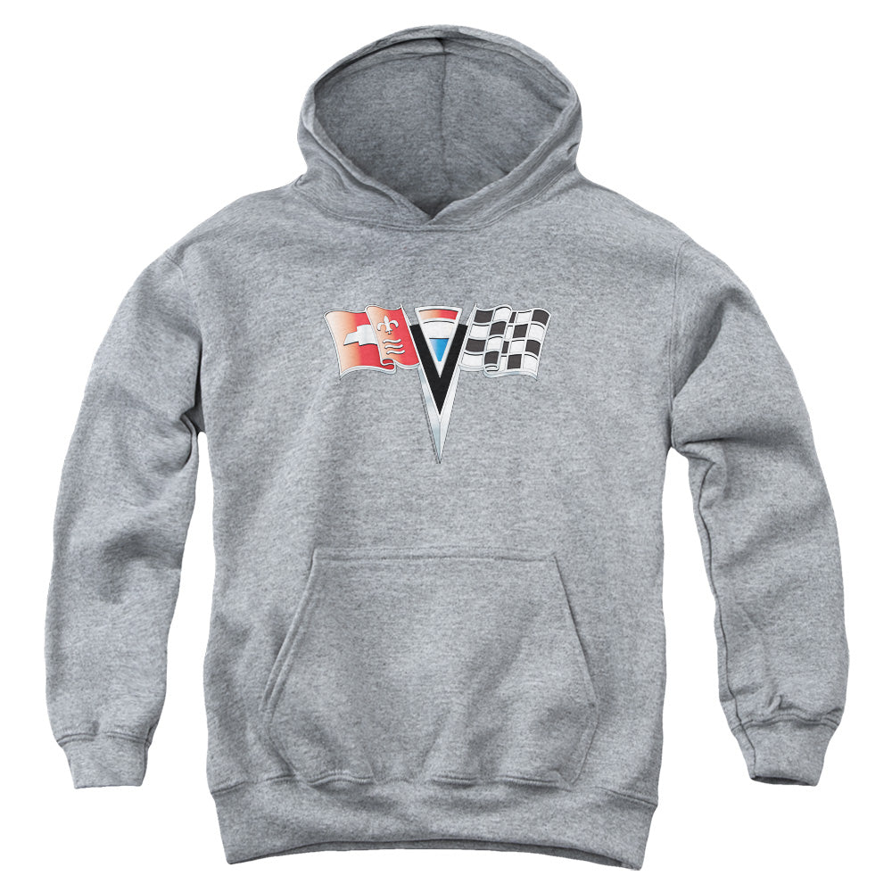 CHEVROLET : 2ND GEN VETTE NOSE EMBLEM YOUTH PULL OVER HOODIE Athletic Heather LG