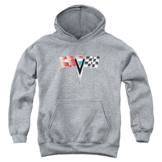 CHEVROLET : 2ND GEN VETTE NOSE EMBLEM YOUTH PULL OVER HOODIE Athletic Heather SM