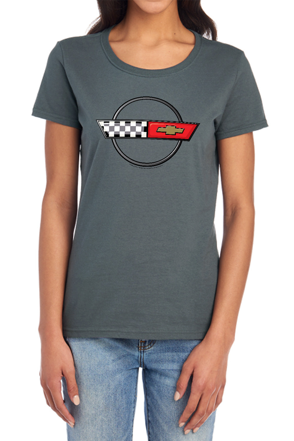 CHEVROLET : 4TH GEN VETTE LOGO WOMENS SHORT SLEEVE Charcoal 2X