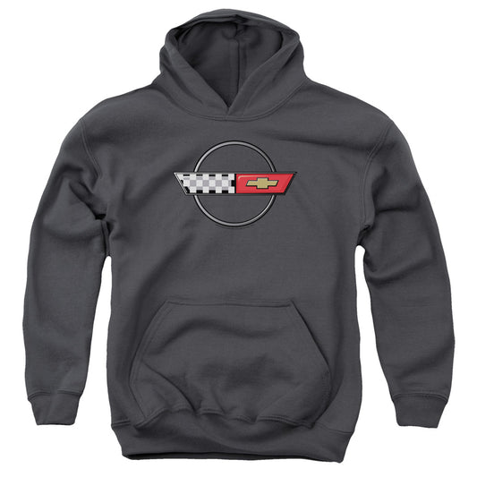 CHEVROLET : 4TH GEN VETTE LOGO YOUTH PULL OVER HOODIE Charcoal LG