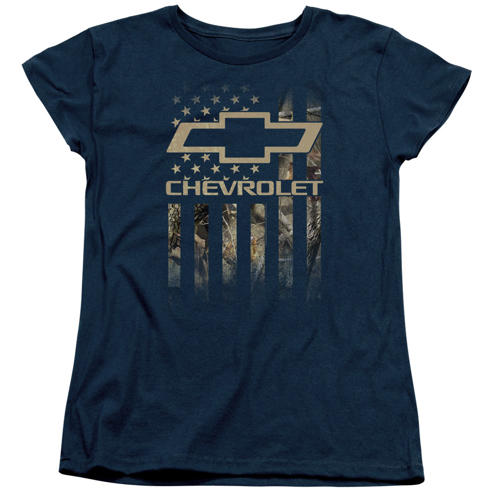 CHEVROLET : CAMO FLAG WOMENS SHORT SLEEVE Navy 2X