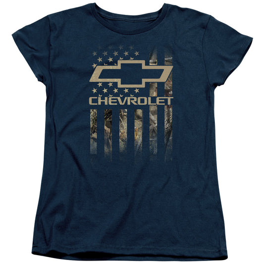 CHEVROLET : CAMO FLAG WOMENS SHORT SLEEVE Navy XL