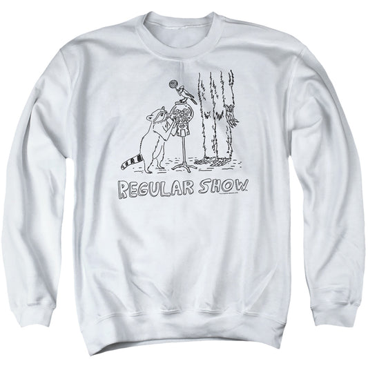 REGULAR SHOW : TATTOO ART ADULT CREW SWEAT White 2X