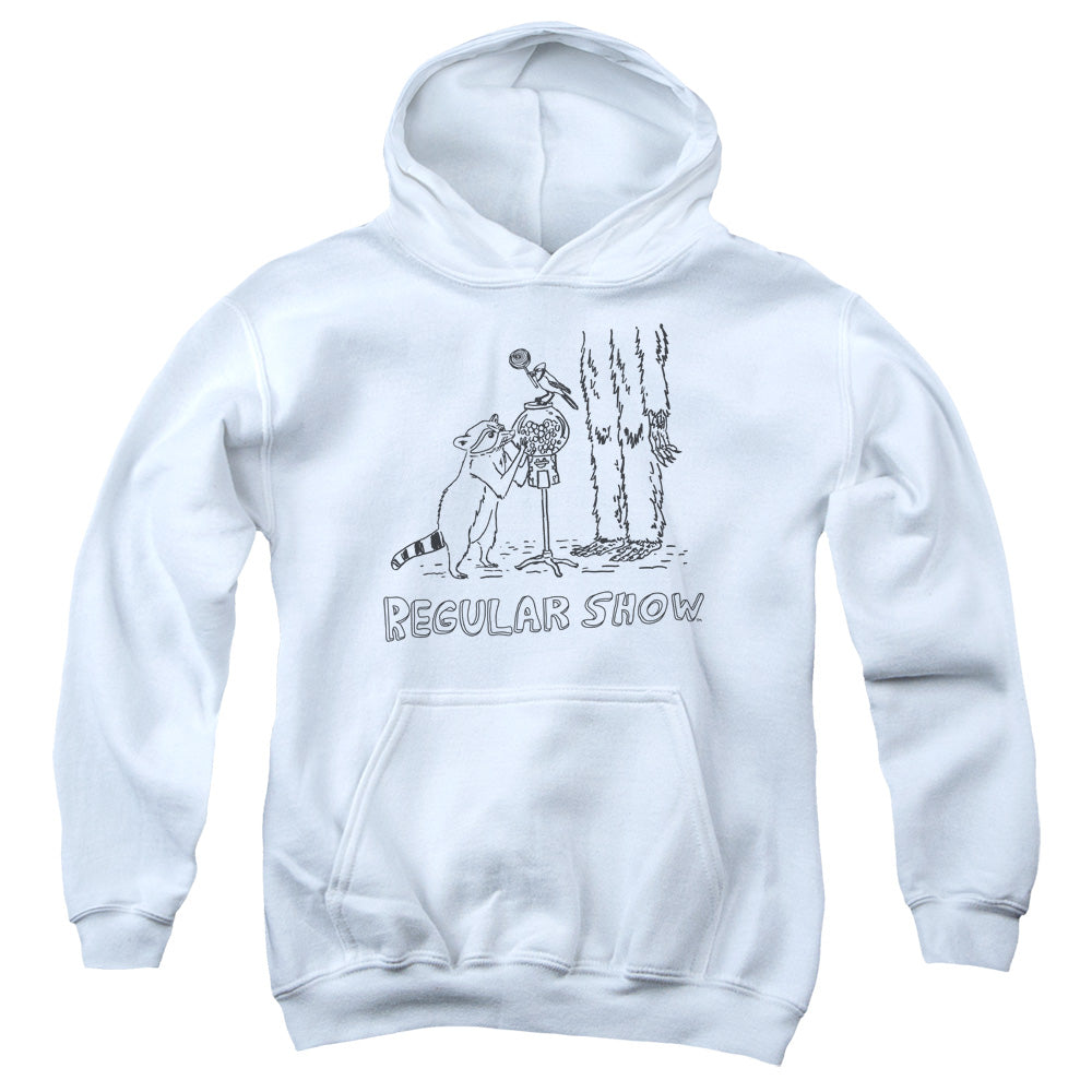 REGULAR SHOW : TATTOO ART YOUTH PULL OVER HOODIE White LG