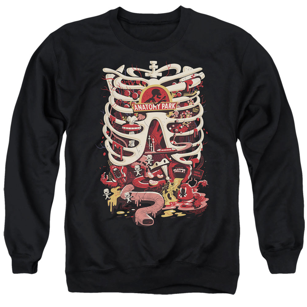 RICK AND MORTY : ANATOMY PARK LOGO ADULT CREW SWEAT Black XL