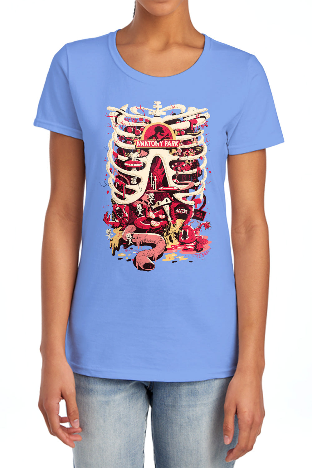 RICK AND MORTY : ANATOMY PARK LOGO WOMENS SHORT SLEEVE Black 2X