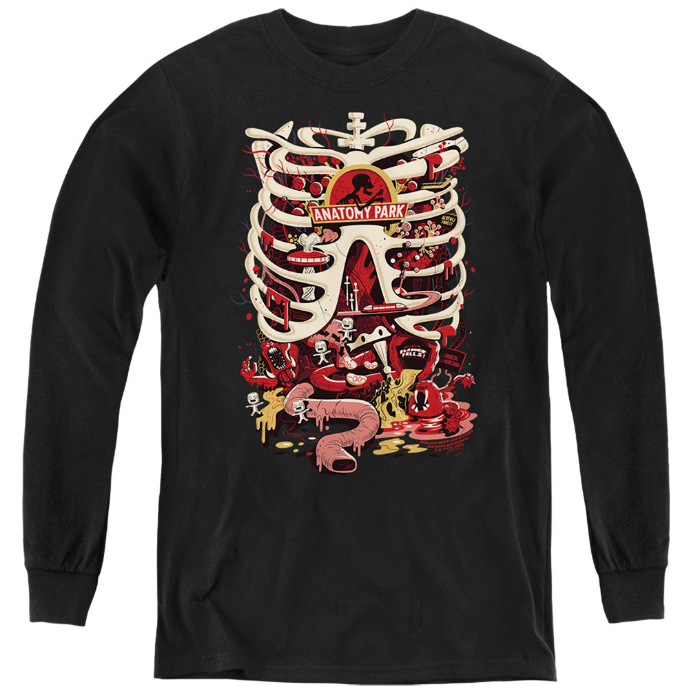 RICK AND MORTY : ANATOMY PARK LOGO L\S YOUTH Black SM