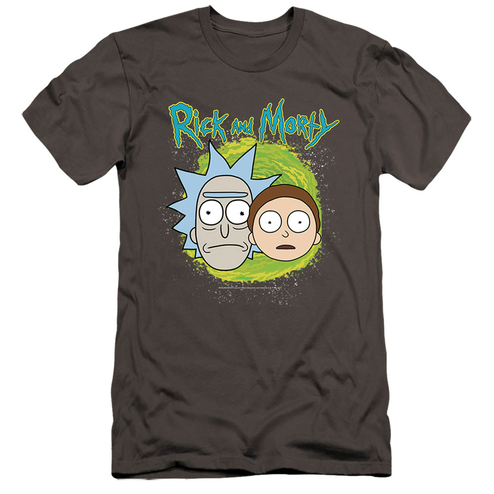 RICK AND MORTY : FLOATING HEADS  PREMIUM CANVAS ADULT SLIM FIT 30\1 Charcoal 2X