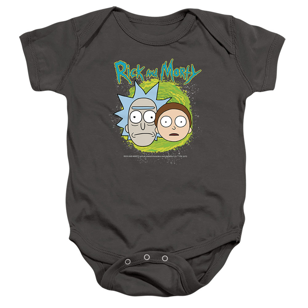 RICK AND MORTY : FLOATING HEADS INFANT SNAPSUIT Charcoal LG (18 Mo)