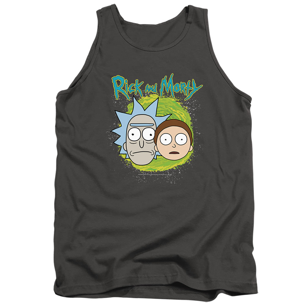 RICK AND MORTY : FLOATING HEADS ADULT TANK Charcoal LG