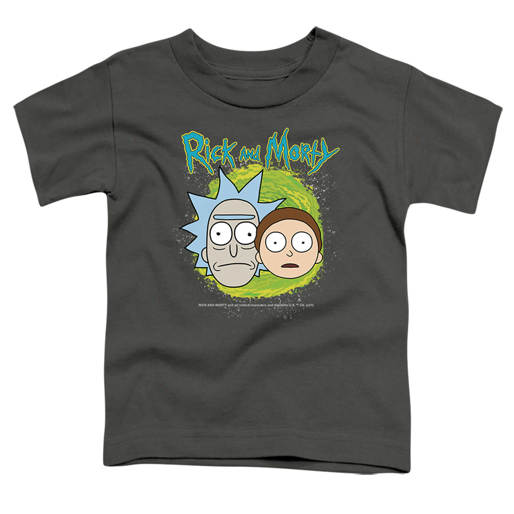 RICK AND MORTY : FLOATING HEADS S\S TODDLER TEE Charcoal LG (4T)