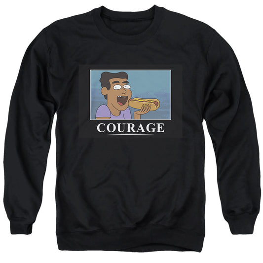 RICK AND MORTY : COURAGE POSTER ADULT CREW SWEAT Black 2X