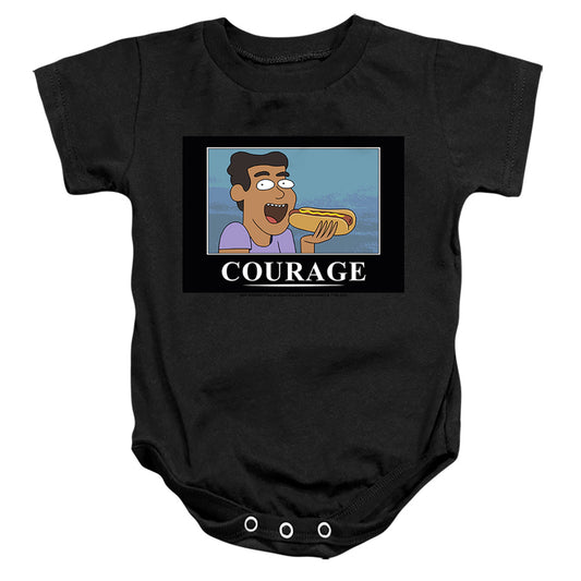 RICK AND MORTY : COURAGE POSTER INFANT SNAPSUIT Black LG (18 Mo)