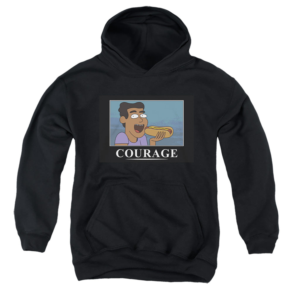 RICK AND MORTY : COURAGE POSTER YOUTH PULL OVER HOODIE Black LG