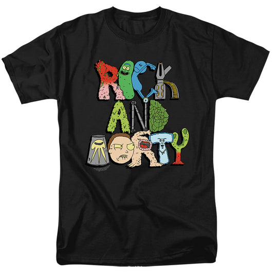 RICK AND MORTY : ILLUSTRATED LOGO S\S ADULT 18\1 Black 2X