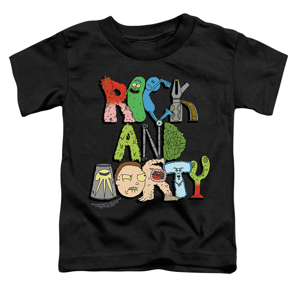 RICK AND MORTY : ILLUSTRATED LOGO S\S TODDLER TEE Black LG (4T)