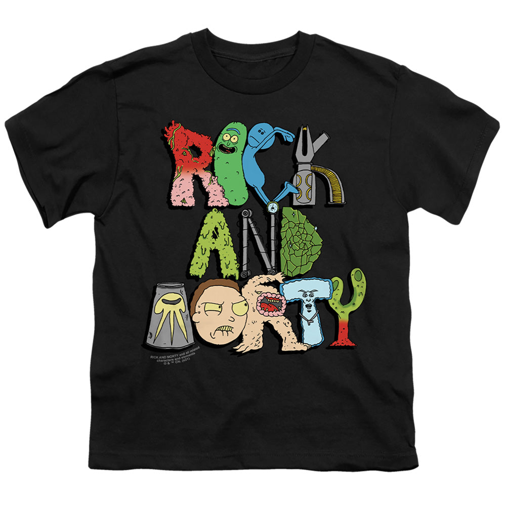 RICK AND MORTY : ILLUSTRATED LOGO S\S YOUTH 18\1 Black LG