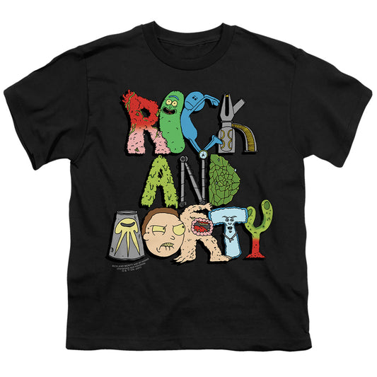 RICK AND MORTY : ILLUSTRATED LOGO S\S YOUTH 18\1 Black SM