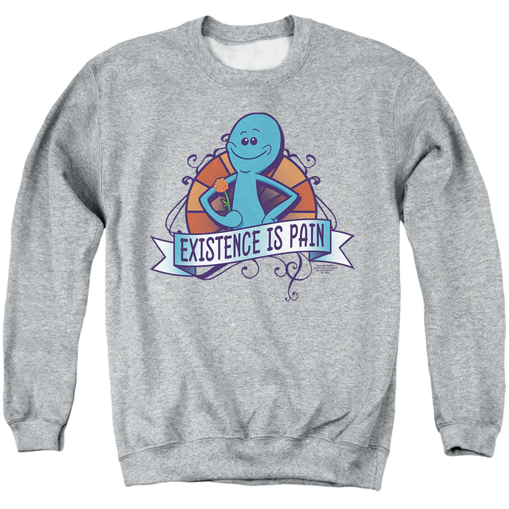 RICK AND MORTY : EXISTENCE IS PAIN ADULT CREW SWEAT Athletic Heather 2X