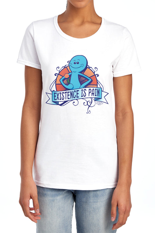 RICK AND MORTY : EXISTENCE IS PAIN WOMENS SHORT SLEEVE Athletic Heather SM