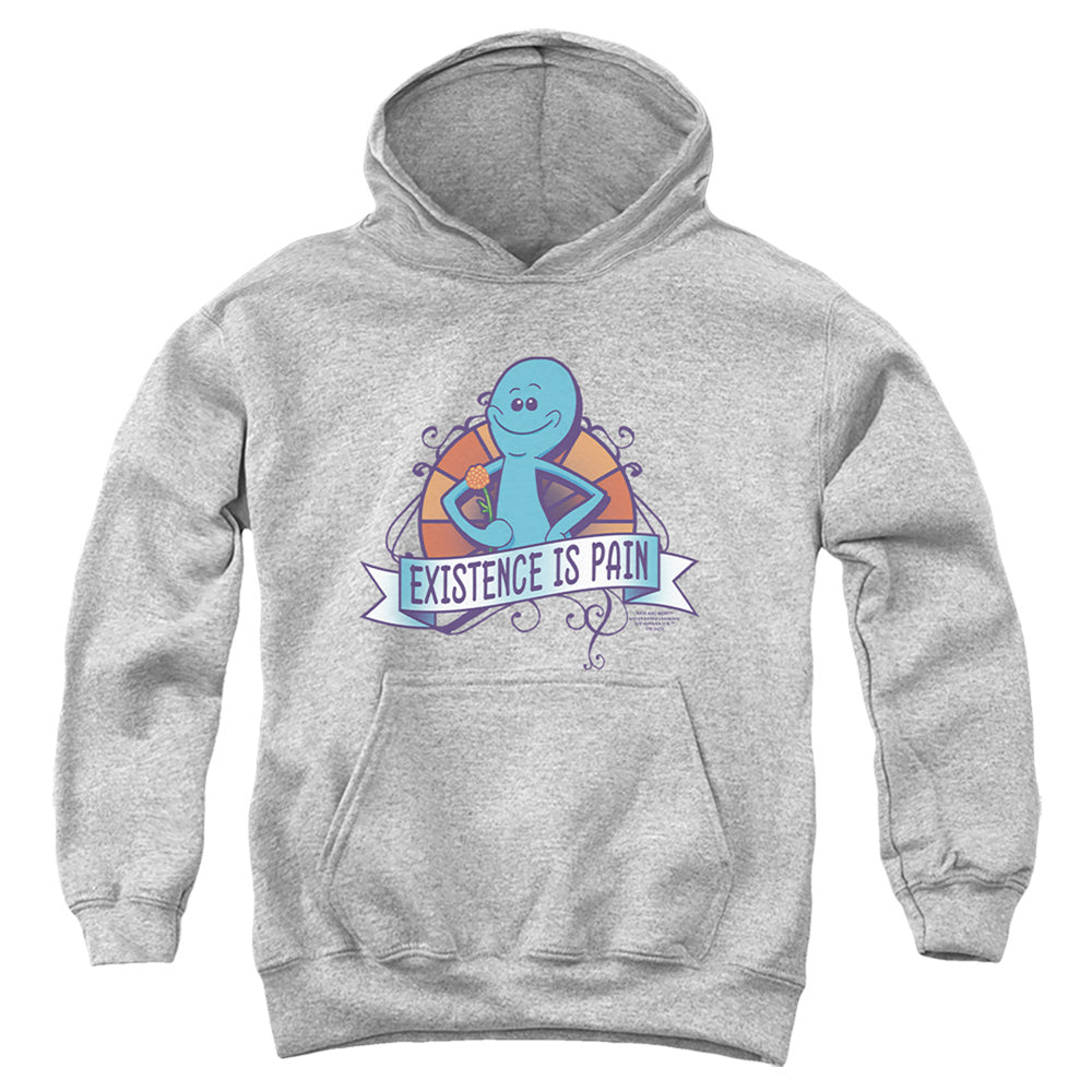 RICK AND MORTY : EXISTENCE IS PAIN YOUTH PULL OVER HOODIE Athletic Heather LG