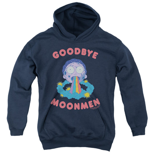 RICK AND MORTY : GOODBYE MOONMEN YOUTH PULL OVER HOODIE Navy LG