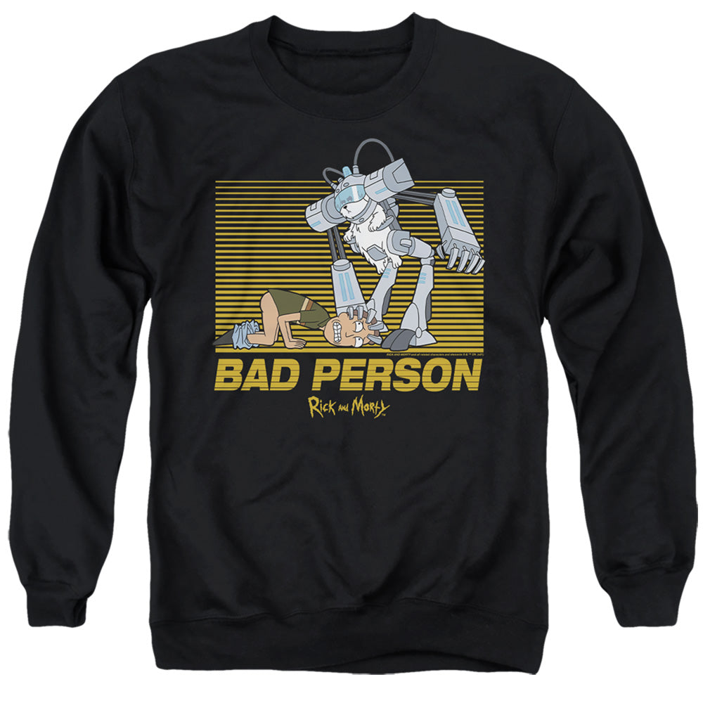 RICK AND MORTY : BAD PERSON ADULT CREW SWEAT Black 2X