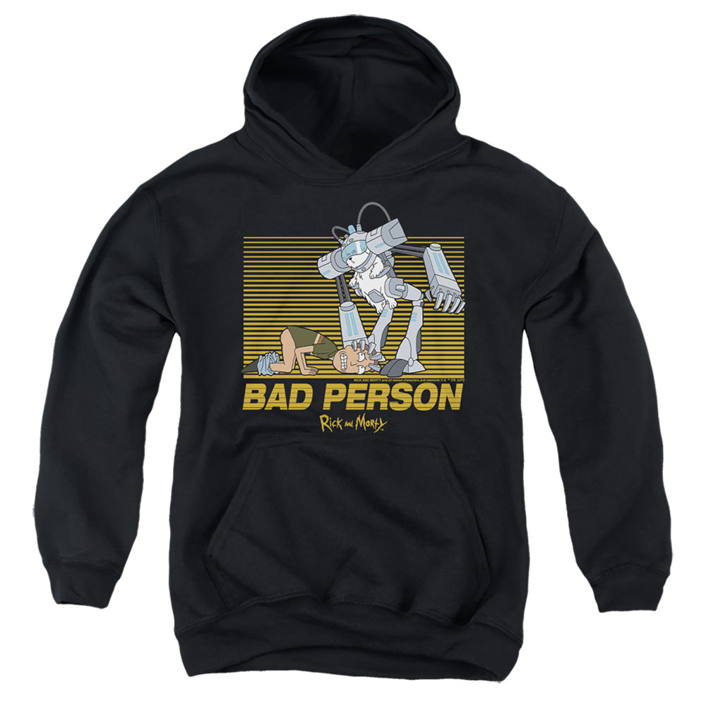 RICK AND MORTY : BAD PERSON YOUTH PULL OVER HOODIE Black SM