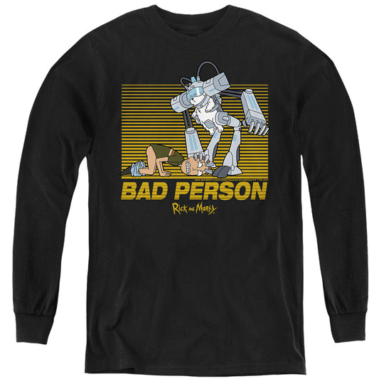 RICK AND MORTY : BAD PERSON L\S YOUTH Black LG