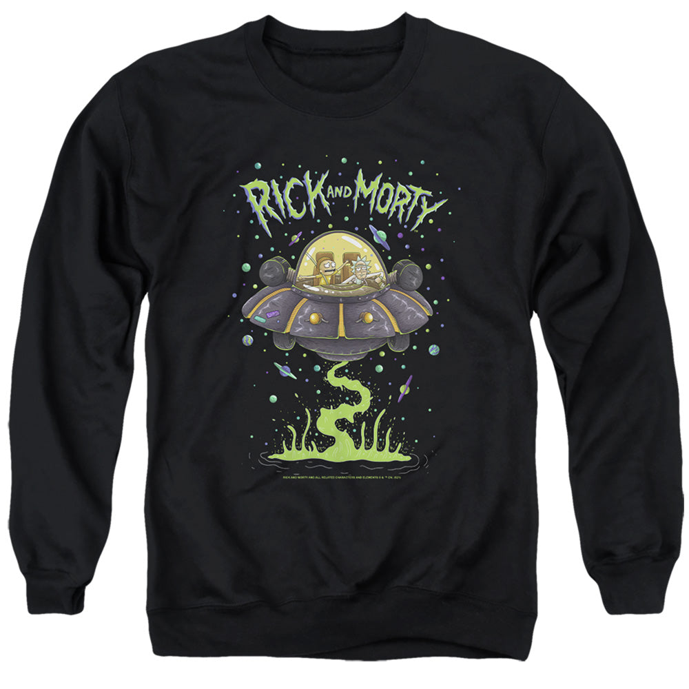 RICK AND MORTY : DRUNK RICK SHIP ADULT CREW SWEAT Black 2X