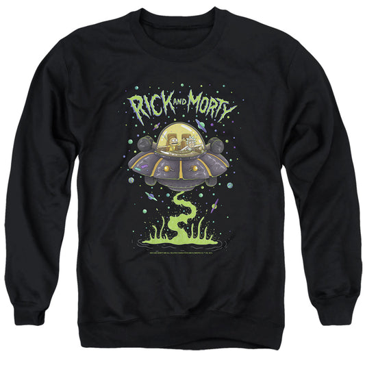 RICK AND MORTY : DRUNK RICK SHIP ADULT CREW SWEAT Black SM