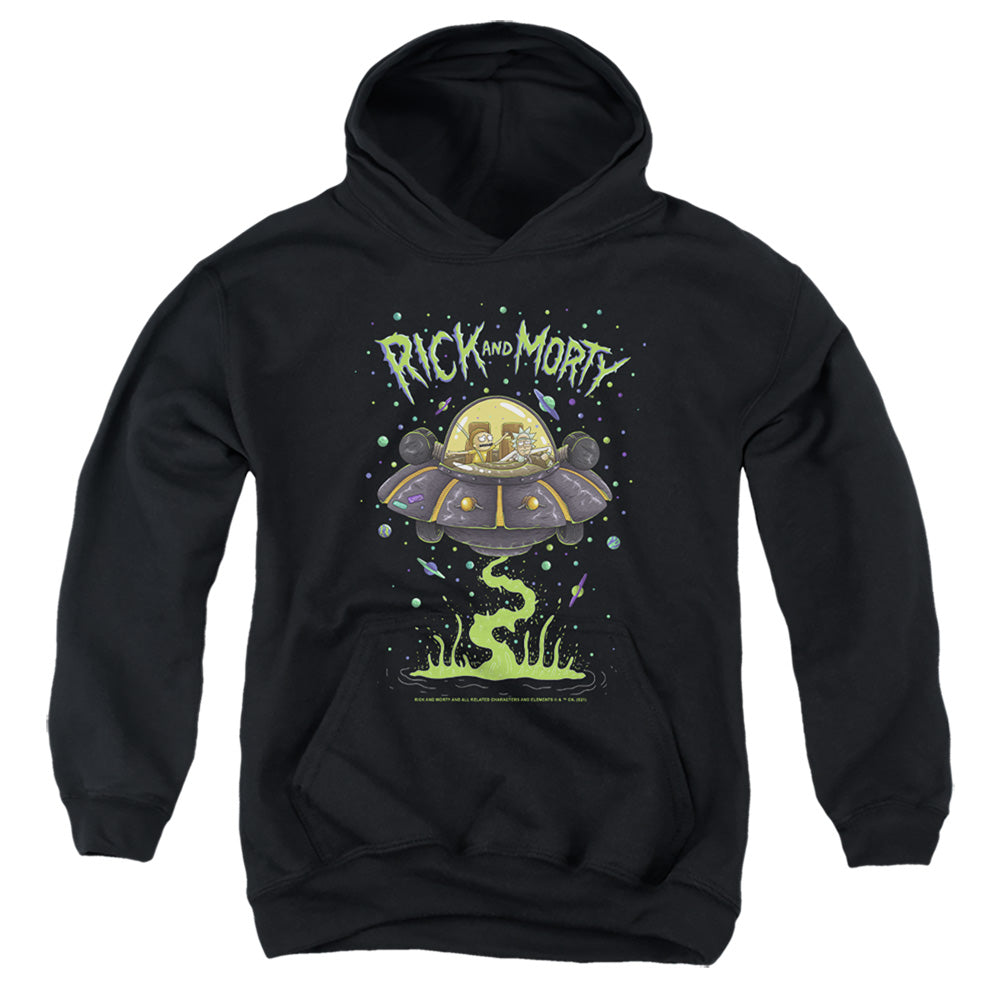 RICK AND MORTY : DRUNK RICK SHIP YOUTH PULL OVER HOODIE Black LG