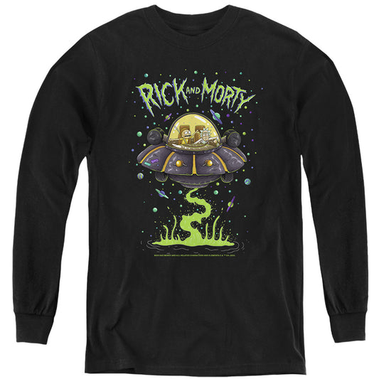 RICK AND MORTY : DRUNK RICK SHIP L\S YOUTH Black XL