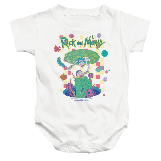 RICK AND MORTY : FALLING PORTALS INFANT SNAPSUIT White LG (18 Mo)