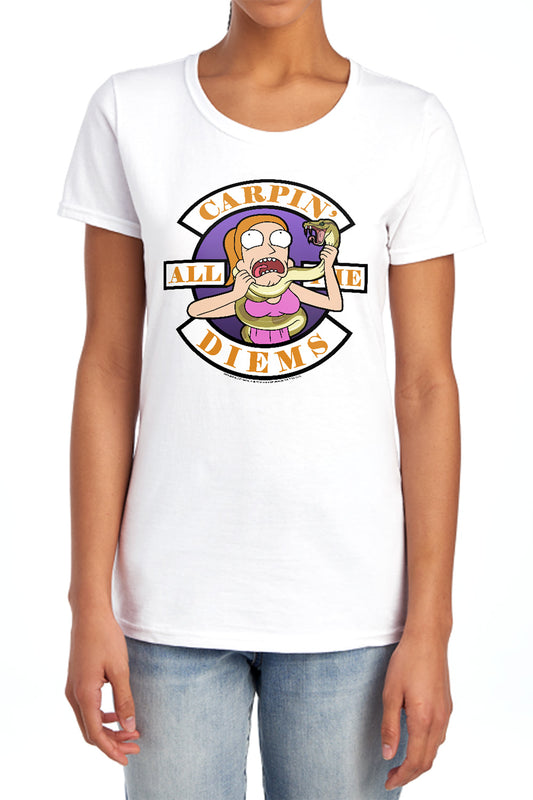 RICK AND MORTY : CARP EN ALL THEM DIEMS WOMENS SHORT SLEEVE Athletic Heather 2X