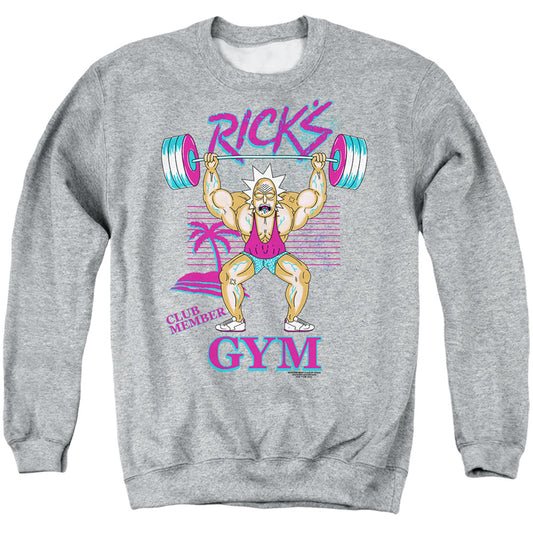 RICK AND MORTY : RICK'S GYM ADULT CREW SWEAT Athletic Heather 2X