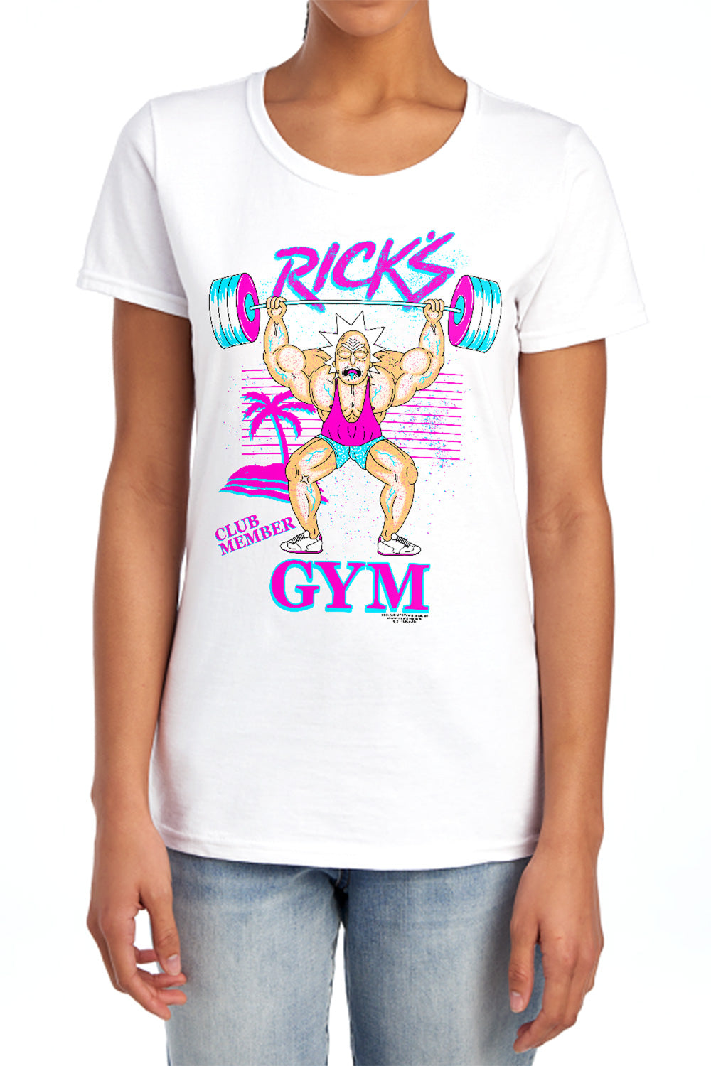 RICK AND MORTY : RICK'S GYM WOMENS SHORT SLEEVE Athletic Heather 2X