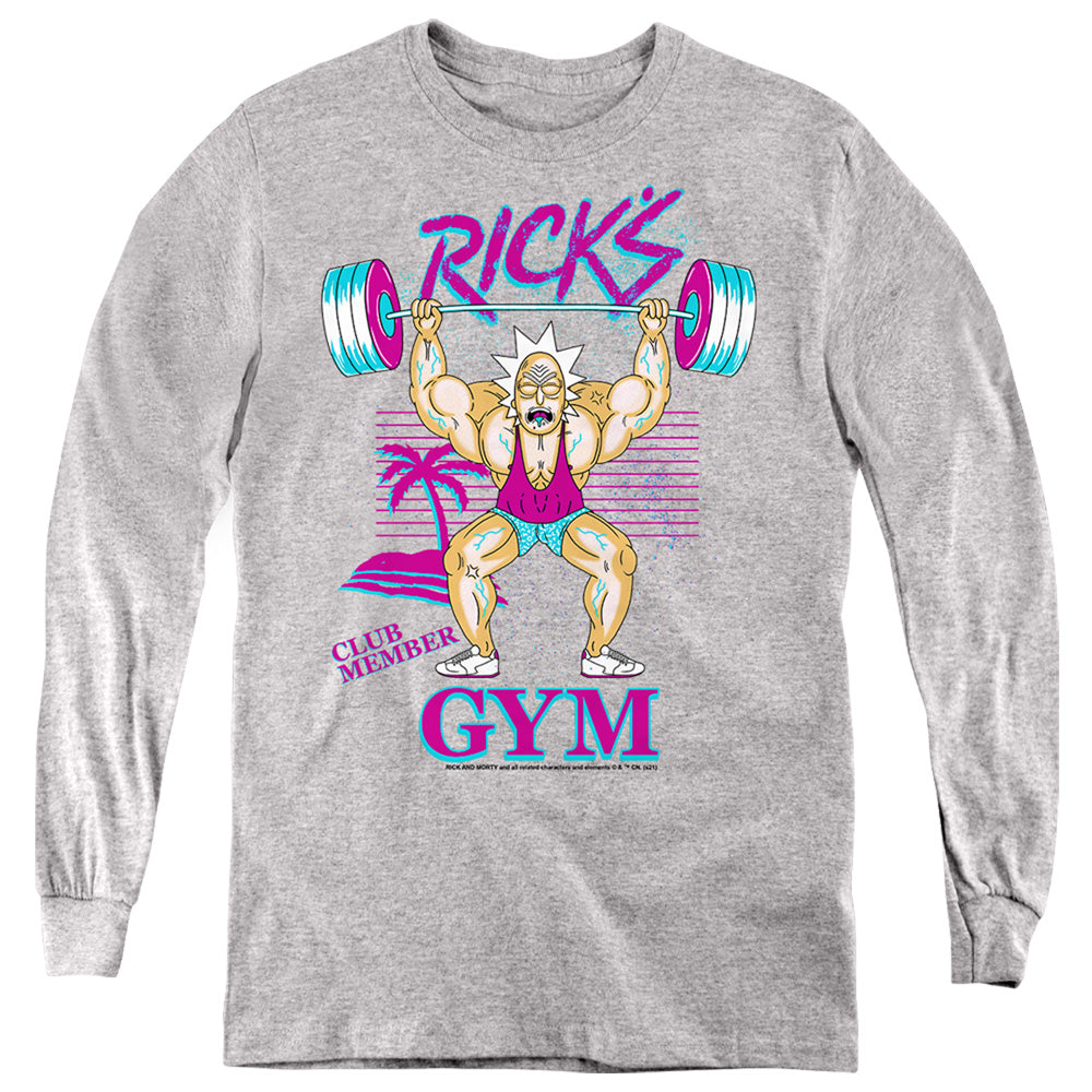 RICK AND MORTY : RICK'S GYM L\S YOUTH Athletic Heather LG