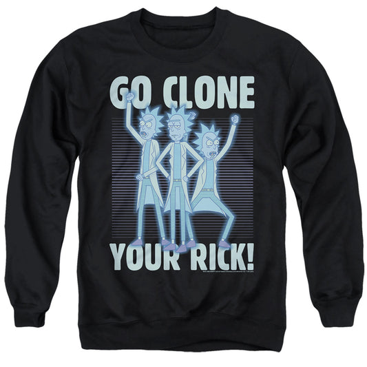 RICK AND MORTY : GO CLONE YOUR RICK ADULT CREW SWEAT Black 2X