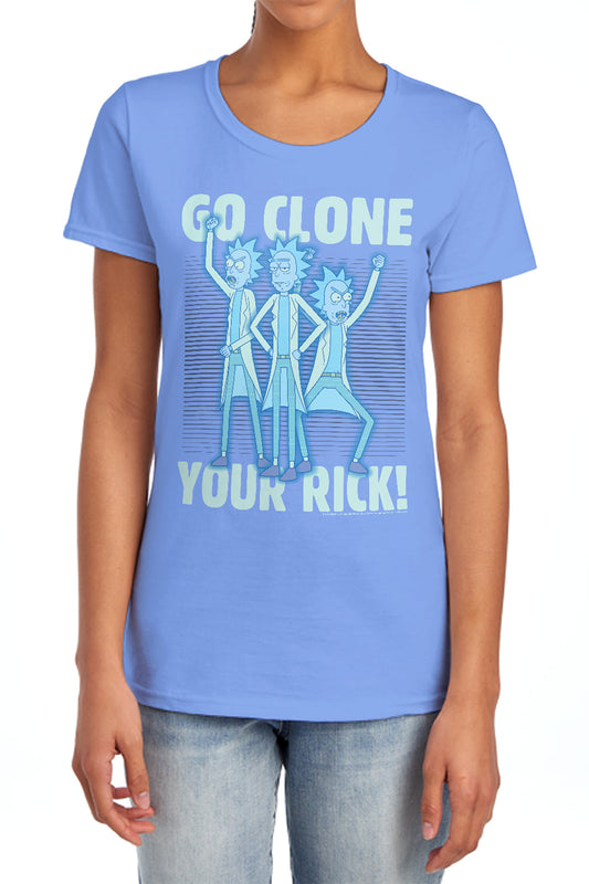 RICK AND MORTY : GO CLONE YOUR RICK WOMENS SHORT SLEEVE Black 2X