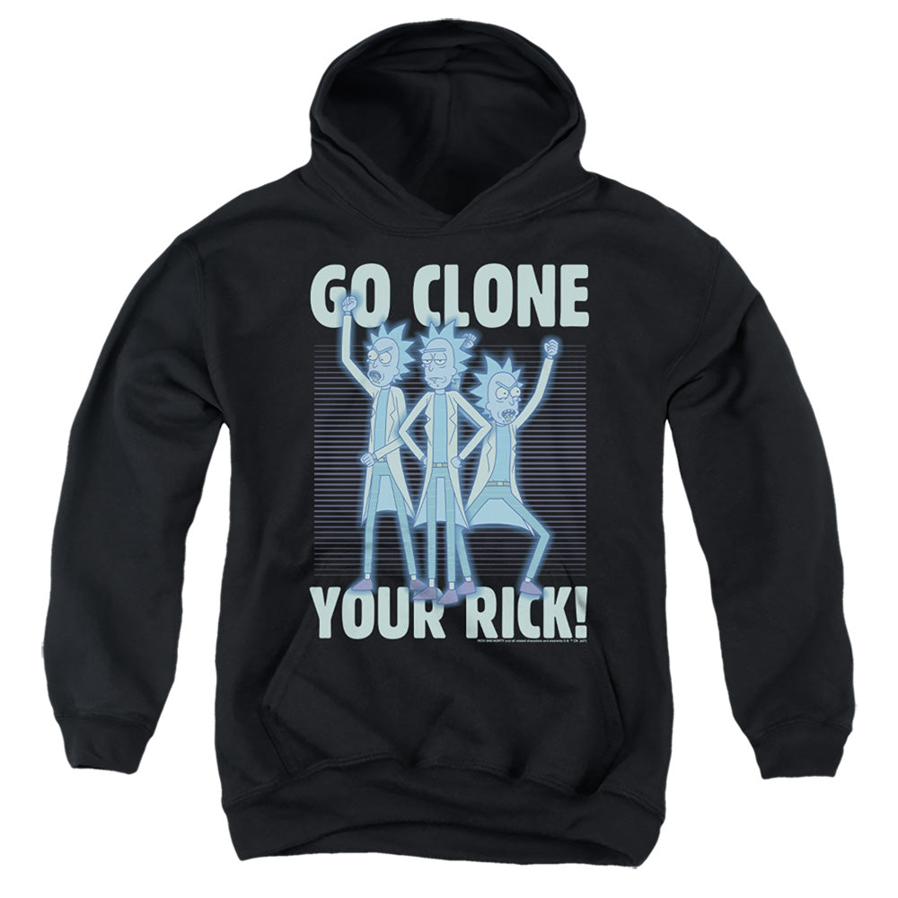 RICK AND MORTY : GO CLONE YOUR RICK YOUTH PULL OVER HOODIE Black LG