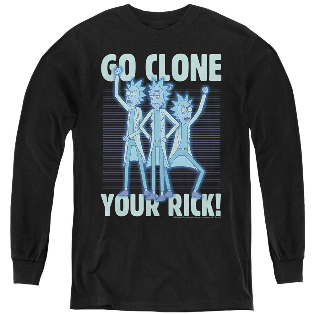 RICK AND MORTY : GO CLONE YOUR RICK L\S YOUTH Black LG