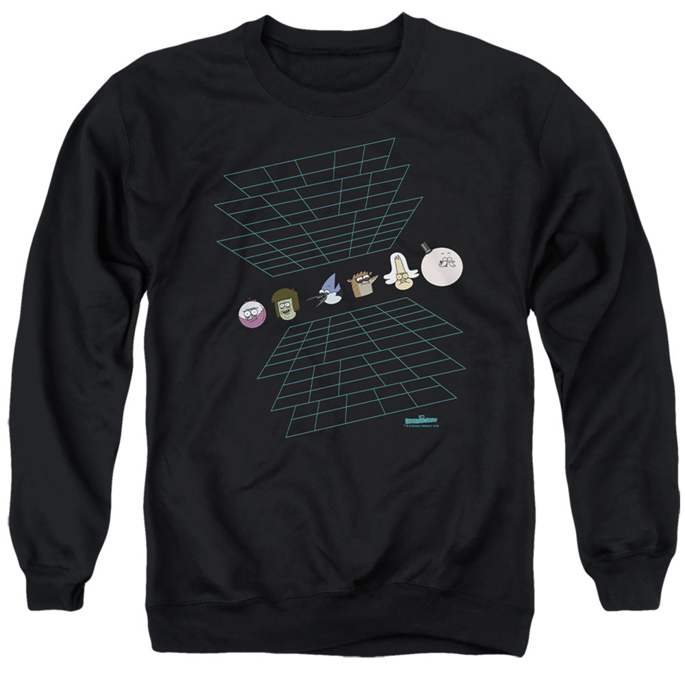 REGULAR SHOW : REGULAR GRID ADULT CREW SWEAT Black 2X