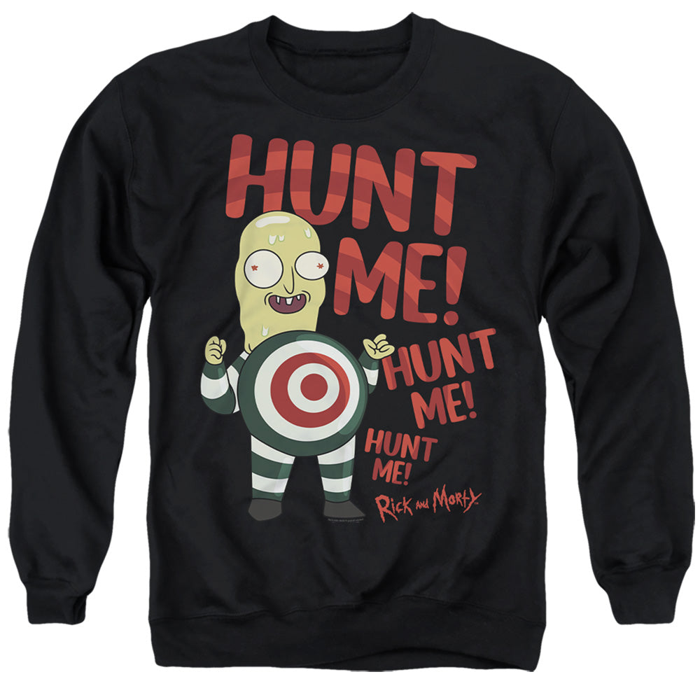 RICK AND MORTY : HUNT ME ADULT CREW SWEAT Black 2X