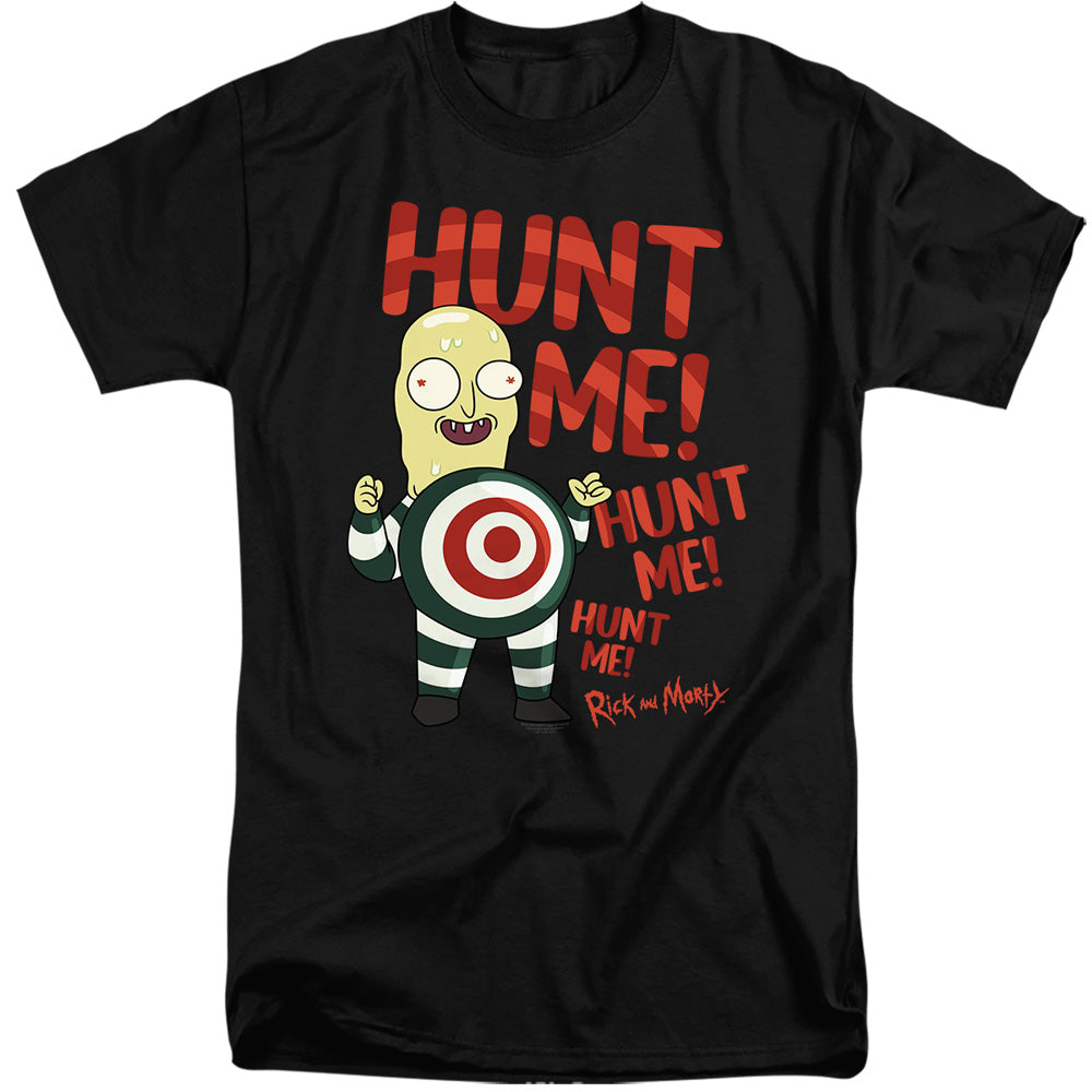 RICK AND MORTY : HUNT ME ADULT TALL FIT SHORT SLEEVE Black 2X