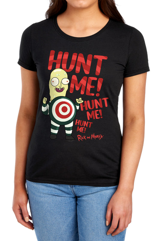 RICK AND MORTY : HUNT ME WOMENS SHORT SLEEVE Black 2X