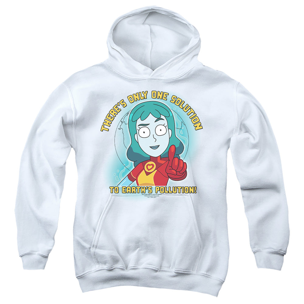 RICK AND MORTY : PLANETINA YOUTH PULL OVER HOODIE White LG