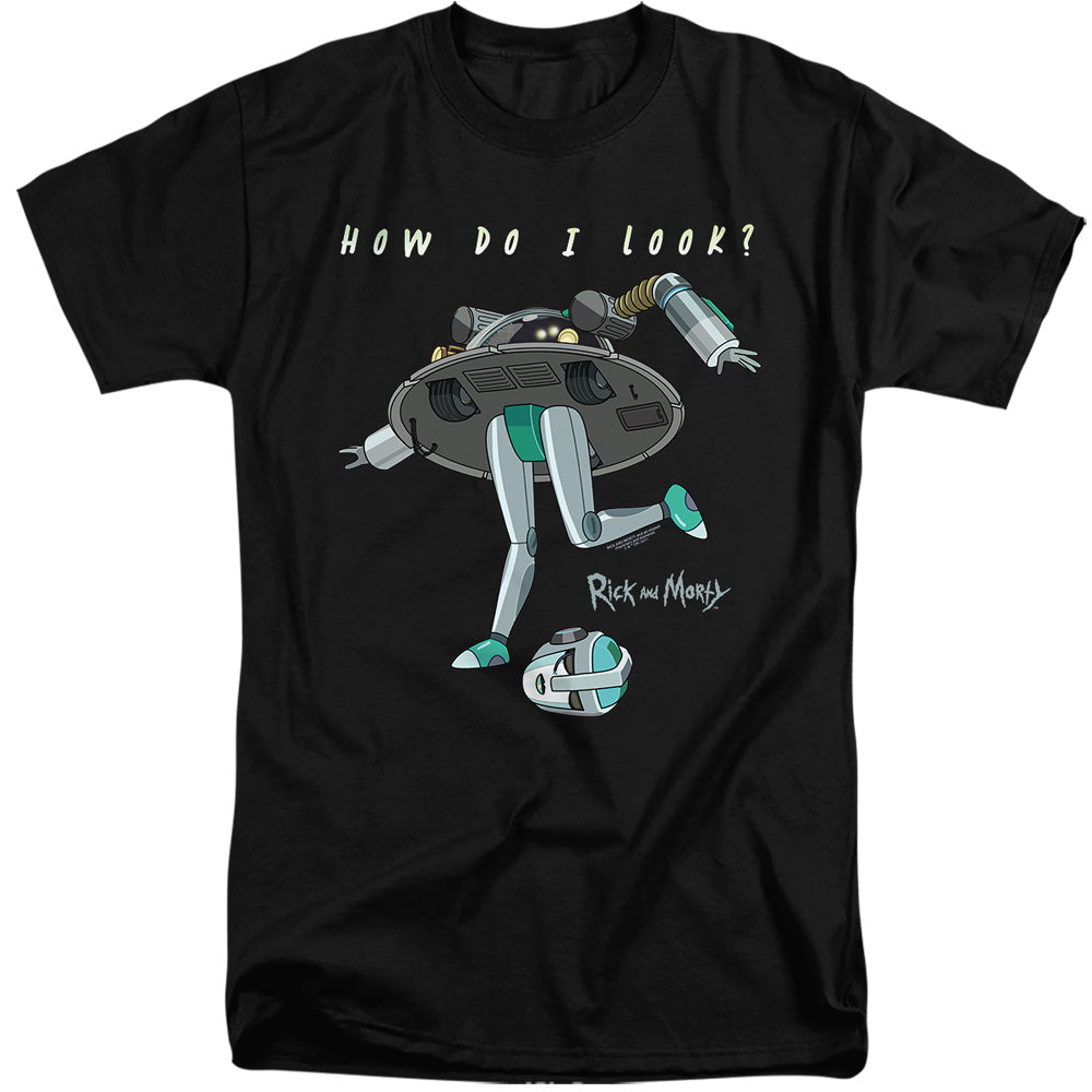 RICK AND MORTY : HOW DO I LOOK? ADULT TALL FIT SHORT SLEEVE Black 2X