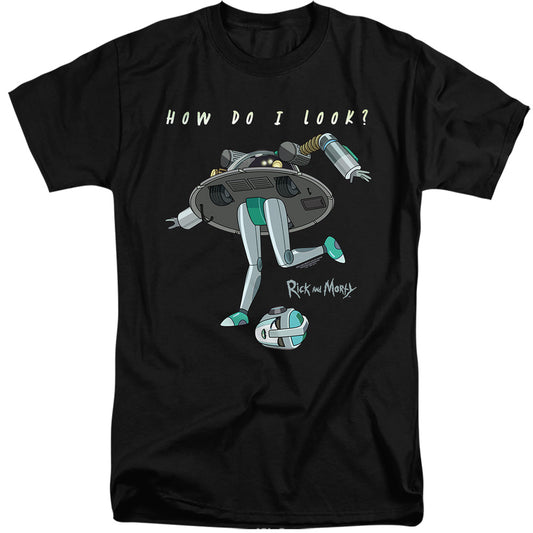 RICK AND MORTY : HOW DO I LOOK? ADULT TALL FIT SHORT SLEEVE Black XL